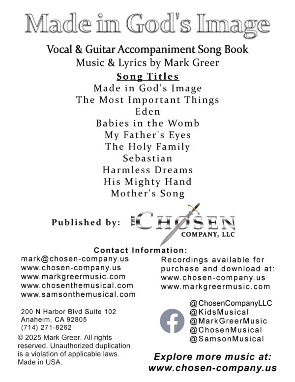 Made in God's Image Guitar and Vocal Songbook - Shippable Physical Version - Image 3